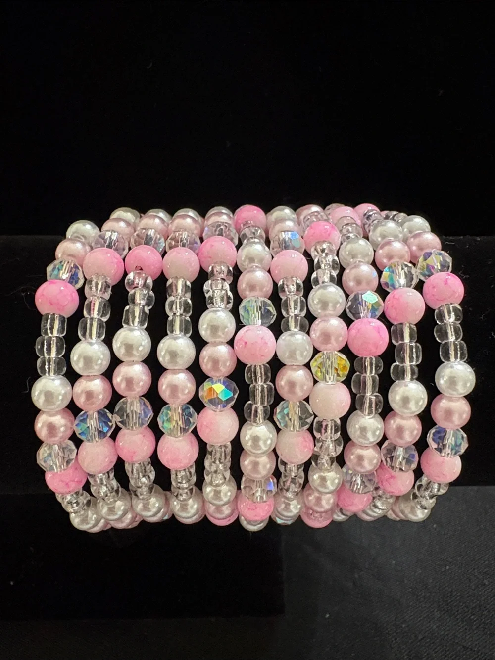 Pink Pearl & Crystal Bracelet Women Jewelry